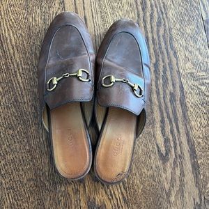 Brown Gucci Princetown Mules